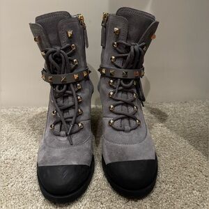 Valentino Garavani Gray Studded Winter Boots